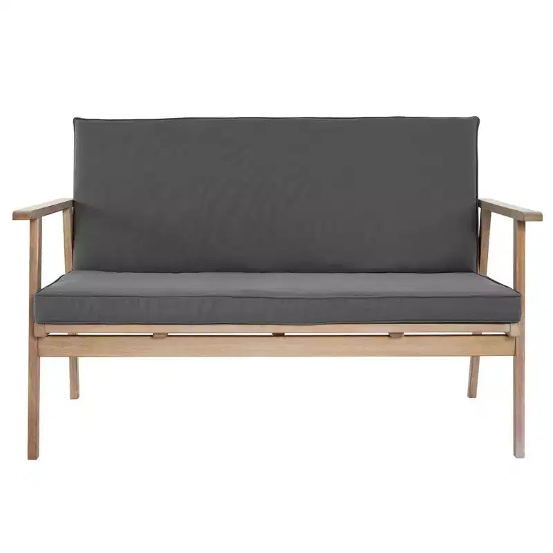 4-Piece Acacia Wood Patio Conversation Set with Grey Cushions
