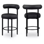 Meridian Furniture,Bordeaux Black Vegan Leather Counter Stool, Set of 2