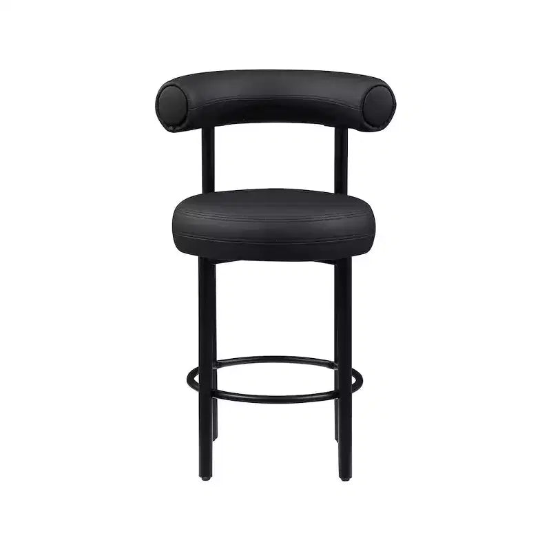 Tabouret de comptoir Meridian Furniture, en similicuir vegan noir Bordeaux, ensemble de 2
