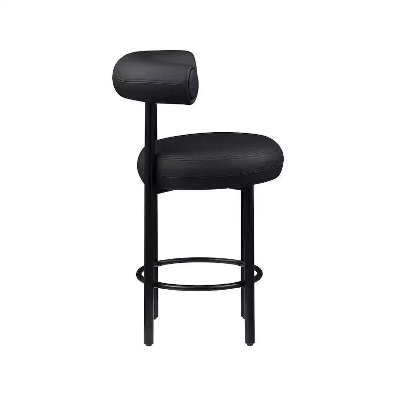 Tabouret de comptoir Meridian Furniture, en similicuir vegan noir Bordeaux, ensemble de 2