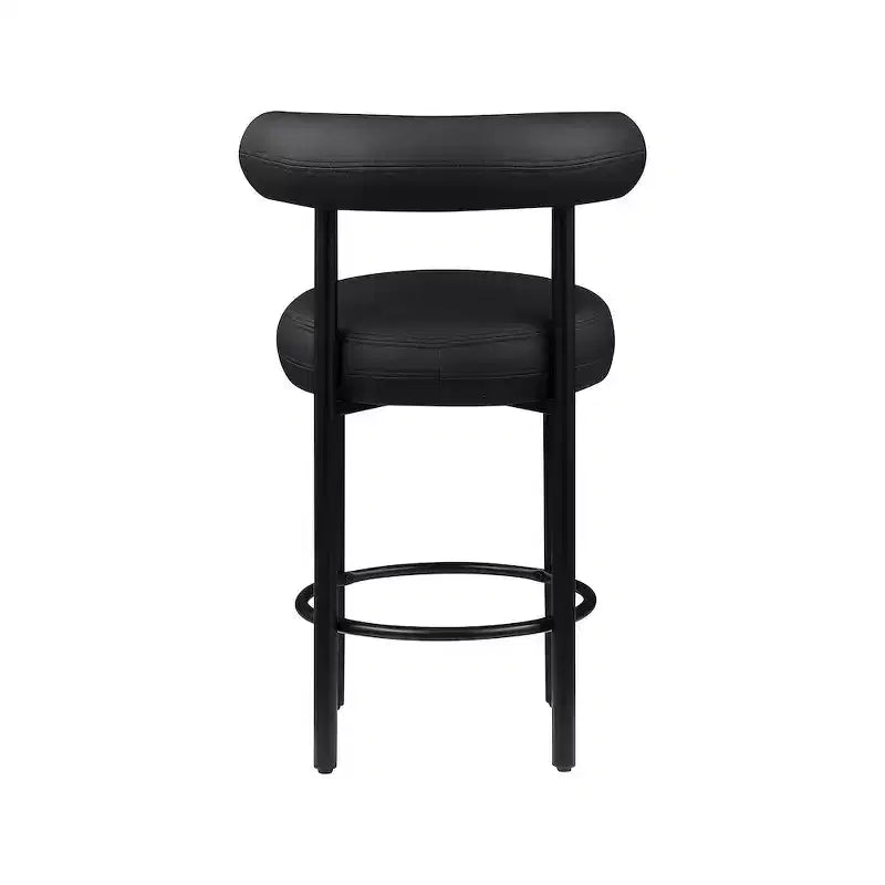 Tabouret de comptoir Meridian Furniture, en similicuir vegan noir Bordeaux, ensemble de 2