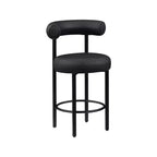 Tabouret de comptoir Meridian Furniture, en similicuir vegan noir Bordeaux, ensemble de 2