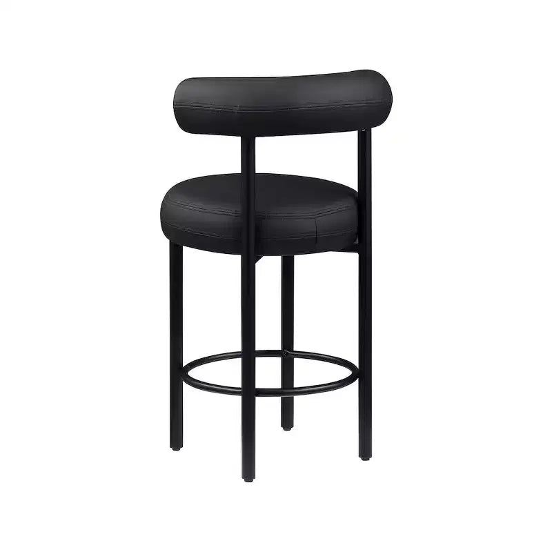 Tabouret de comptoir Meridian Furniture, en similicuir vegan noir Bordeaux, ensemble de 2
