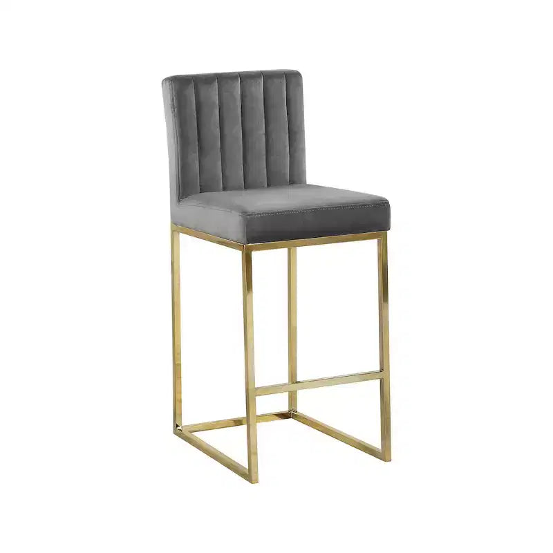 Meridian Furniture,Giselle Grey Velvet Stool