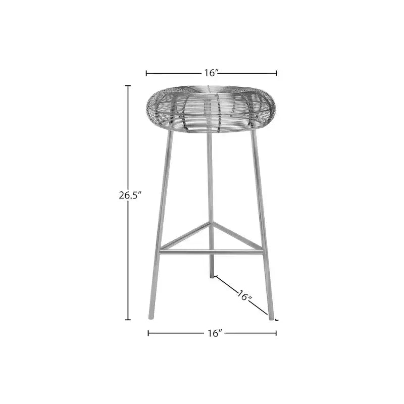 Meridian Furniture,Tuscany Silver Metal Counter Stool