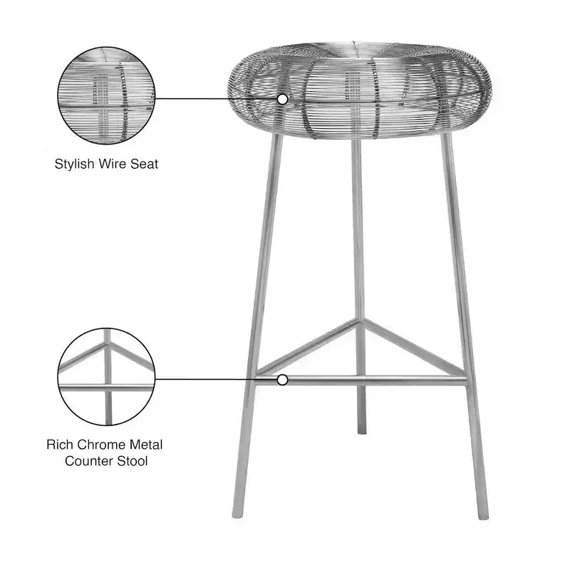 Meridian Furniture,Tuscany Silver Metal Counter Stool