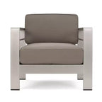 GDFStudio George Outdoor Patio Aluminum 4 Seater Chat Set with Cushions