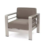 GDFStudio George Outdoor Patio Aluminum 4 Seater Chat Set with Cushions