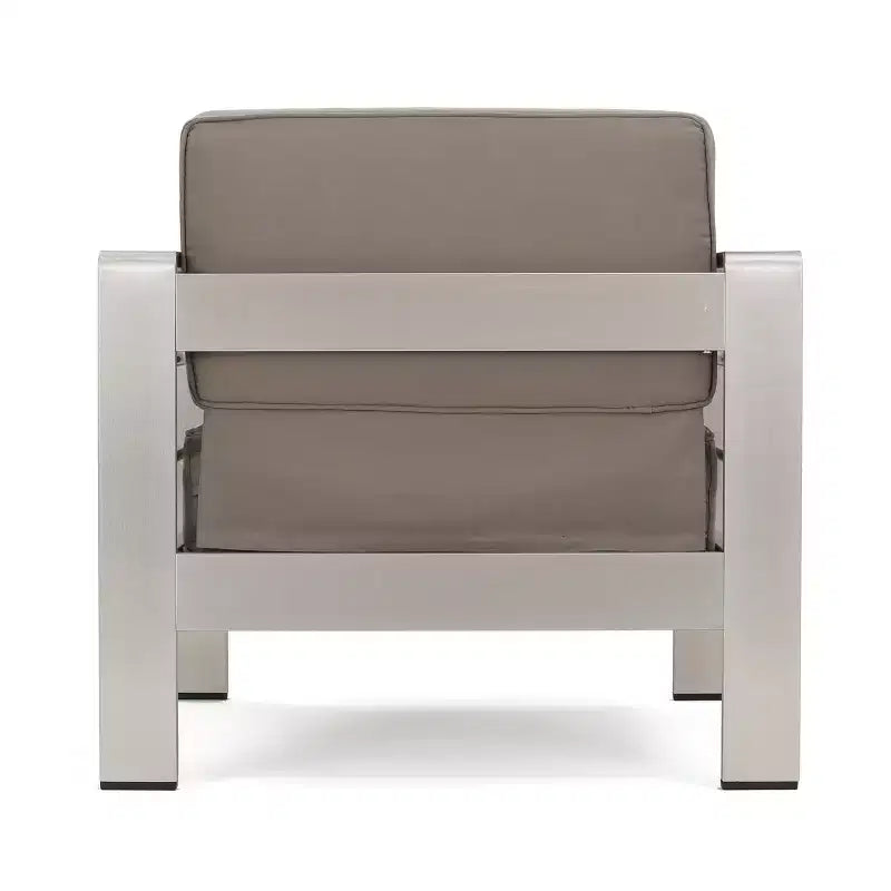 GDFStudio George Outdoor Patio Aluminum 4 Seater Chat Set with Cushions