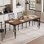 Rectangular Dining Table for 6, 78 Inch Long Kitchen Table with Large Tabletop, Wooden Dinette and Dinner Desk for Party, Big Family, Grey + White