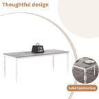 Table à manger rectangulaire pour 6 personnes, table de cuisine de 198 cm de long avec grand plateau, table de salle à manger en bois et bureau à dîner pour les fêtes, les grandes familles, gris + blanc