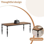 Table à manger rectangulaire pour 6 personnes, table de cuisine de 198 cm de long avec grand plateau, table de salle à manger en bois et bureau à dîner pour les fêtes, les grandes familles, gris + blanc