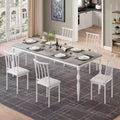 Table à manger rectangulaire pour 6 personnes, table de cuisine de 198 cm de long avec grand plateau, table de salle à manger en bois et bureau à dîner pour les fêtes, les grandes familles, gris + blanc