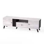 Costway Mid Century Modern TV Stand for 80 TVs with Open Shelf 2 Side Cabinets