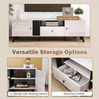 Costway Mid Century Modern TV Stand for 80 TVs with Open Shelf 2 Side Cabinets