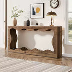 MAYEERTY 63 Wavy Scalloped Console Table, Retro Farmhouse 2-Tier Entryway Table for Home