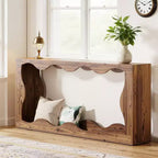 MAYEERTY 63 Wavy Scalloped Console Table, Retro Farmhouse 2-Tier Entryway Table for Home