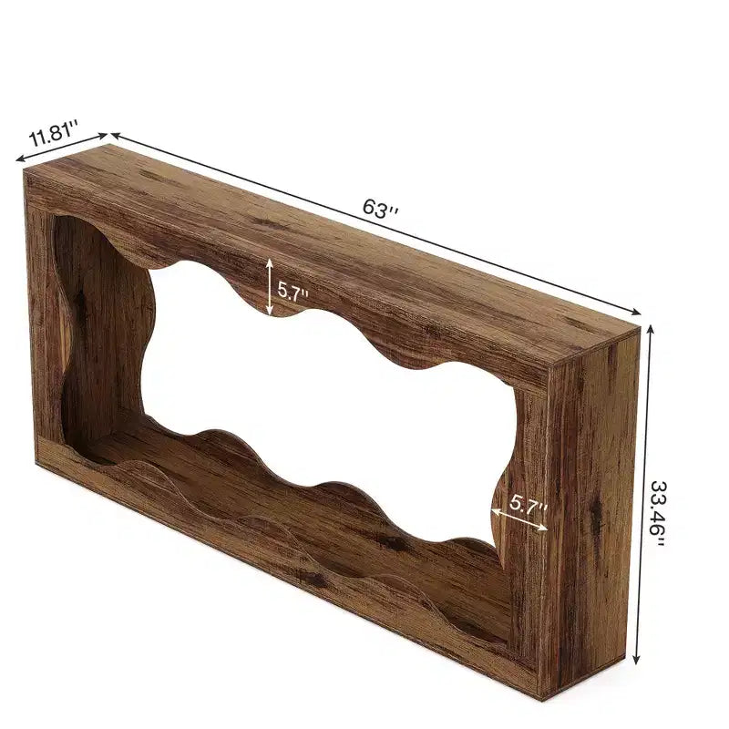 MAYEERTY 63 Wavy Scalloped Console Table, Retro Farmhouse 2-Tier Entryway Table for Home