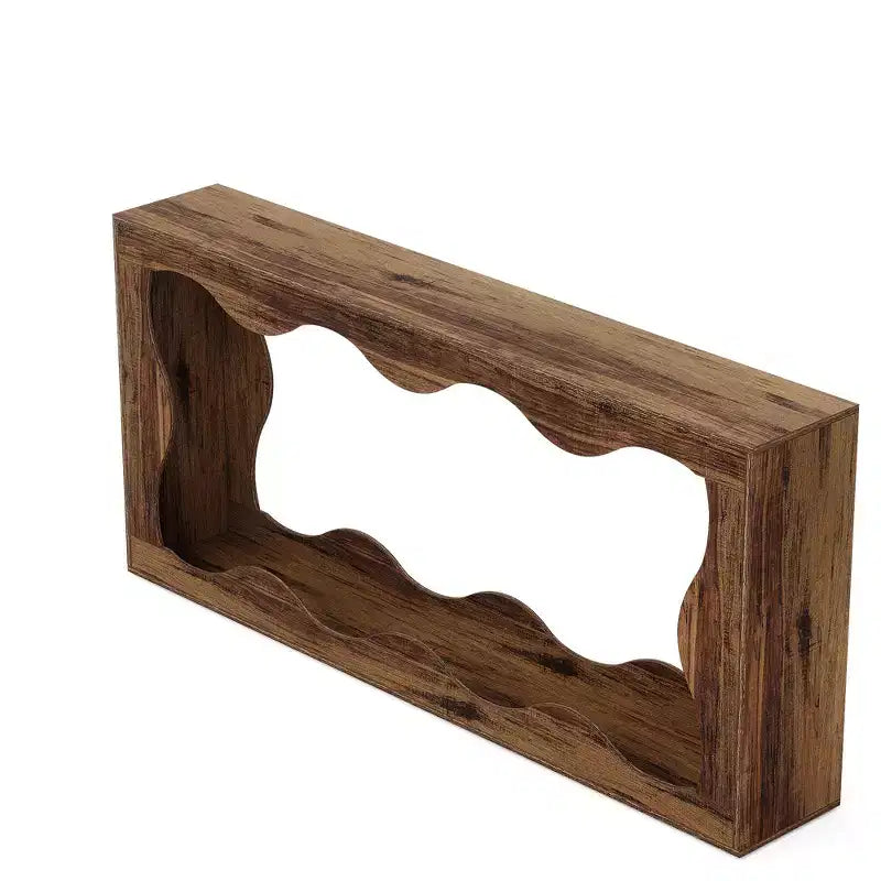 MAYEERTY 63 Wavy Scalloped Console Table, Retro Farmhouse 2-Tier Entryway Table for Home