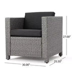 Christopher Knight Home Overton Ensemble 5 pièces de fauteuils de jardin et de foyer d'extérieur en osier avec coussins