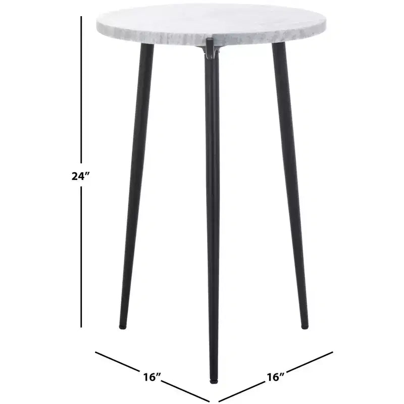 Hesse Marble Side Table - ACC3732A - Grey/Black - Safavieh