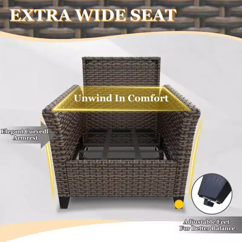 EAGLE PEAK Ocean Vista 4 piece Wicker Outdoor Patio Seating Set, Variated Wicker Conversation Dining Chairs Set with Cushions