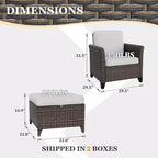 EAGLE PEAK Ocean Vista 4 piece Wicker Outdoor Patio Seating Set, Variated Wicker Conversation Dining Chairs Set with Cushions