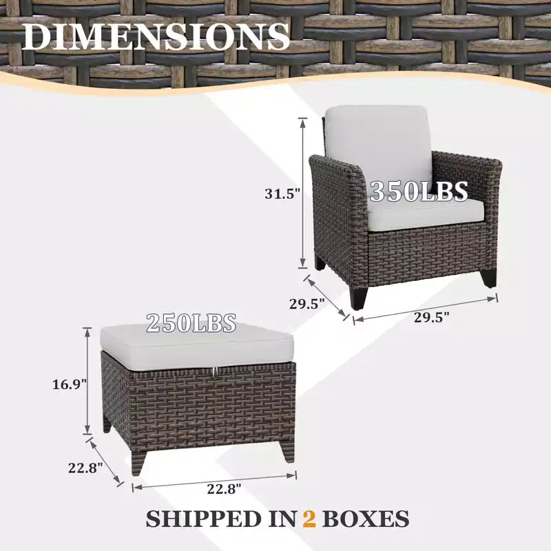 EAGLE PEAK Ocean Vista 4 piece Wicker Outdoor Patio Seating Set, Variated Wicker Conversation Dining Chairs Set with Cushions