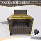 EAGLE PEAK Ocean Vista 4 piece Wicker Outdoor Patio Seating Set, Variated Wicker Conversation Dining Chairs Set with Cushions