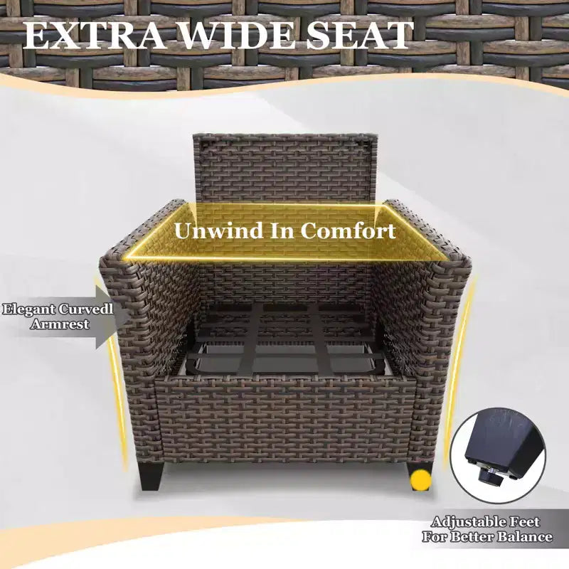EAGLE PEAK Ocean Vista 4 piece Wicker Outdoor Patio Seating Set, Variated Wicker Conversation Dining Chairs Set with Cushions