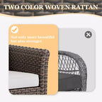EAGLE PEAK Ocean Vista 4 piece Wicker Outdoor Patio Seating Set, Variated Wicker Conversation Dining Chairs Set with Cushions