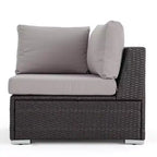 Christopher Knight Home Santa Rosa Outdoor 9 Piece V-Shape Wicker and Aluminum Sectional Sofa Set with Cushions