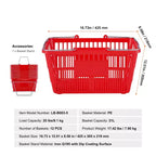 VEVOR Panier de courses, lot de 12, 21 L, en plastique durable, avec poignée métallique et support, 42,5 x 30,5 x 21,8 cm, portable, rouge