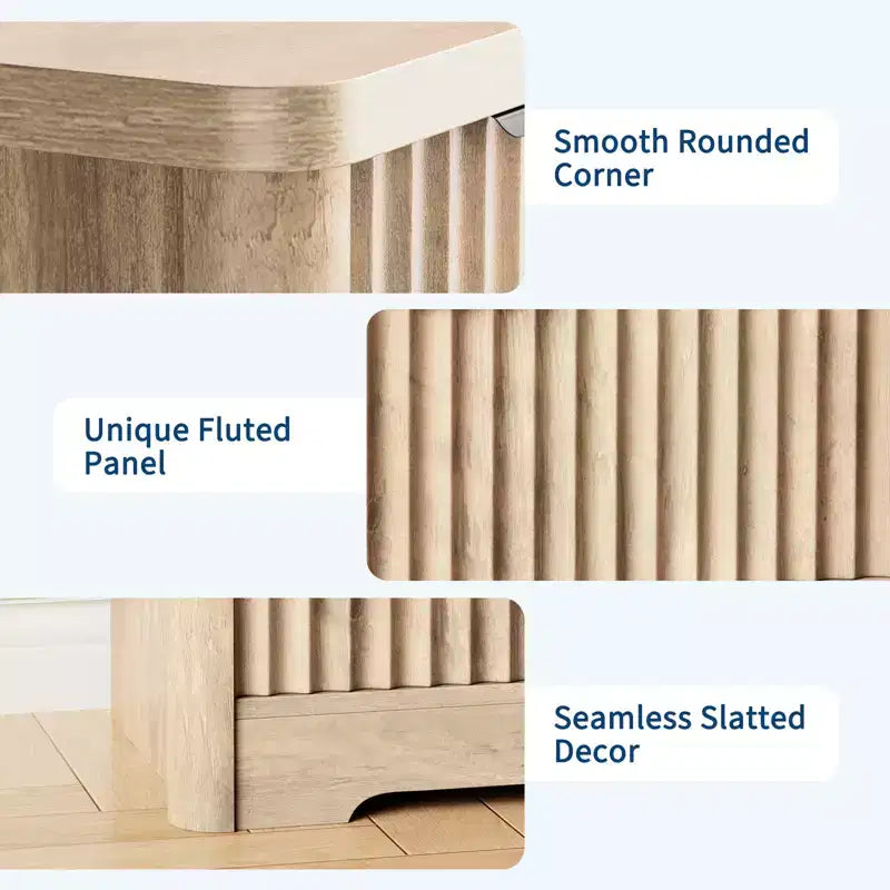 Fluted Dresser with 6 Drawers, Modern Dresser with Wood Top, Clothes Storage for Bedroom Living Room