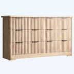 Fluted Dresser with 6 Drawers, Modern Dresser with Wood Top, Clothes Storage for Bedroom Living Room