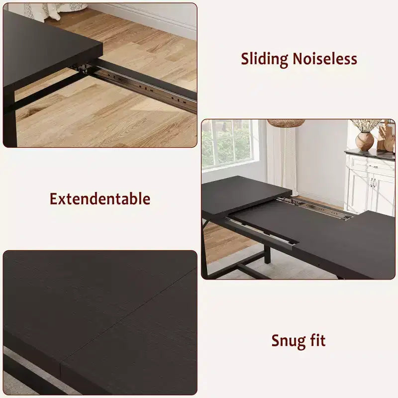 3PCS Dining Table Set, Extendable Kitchen Table with 2 Benches, Wooden Dining Room Table Set for 4-6, Space Saving Dinette Set for Home, Apartment