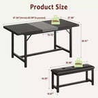 3PCS Dining Table Set, Extendable Kitchen Table with 2 Benches, Wooden Dining Room Table Set for 4-6, Space Saving Dinette Set for Home, Apartment