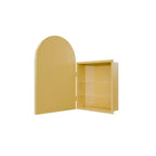 Armoire à pharmacie d'angle en métal avec miroir arqué, étagères en verre réglables, organisateur de rangement de salle de bain peu encombrant