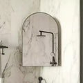 Metal Corner Medicine Cabinet with Arched Mirror, Adjustable Glass Shelves, Space-Saving Bathroom Storage Organizer