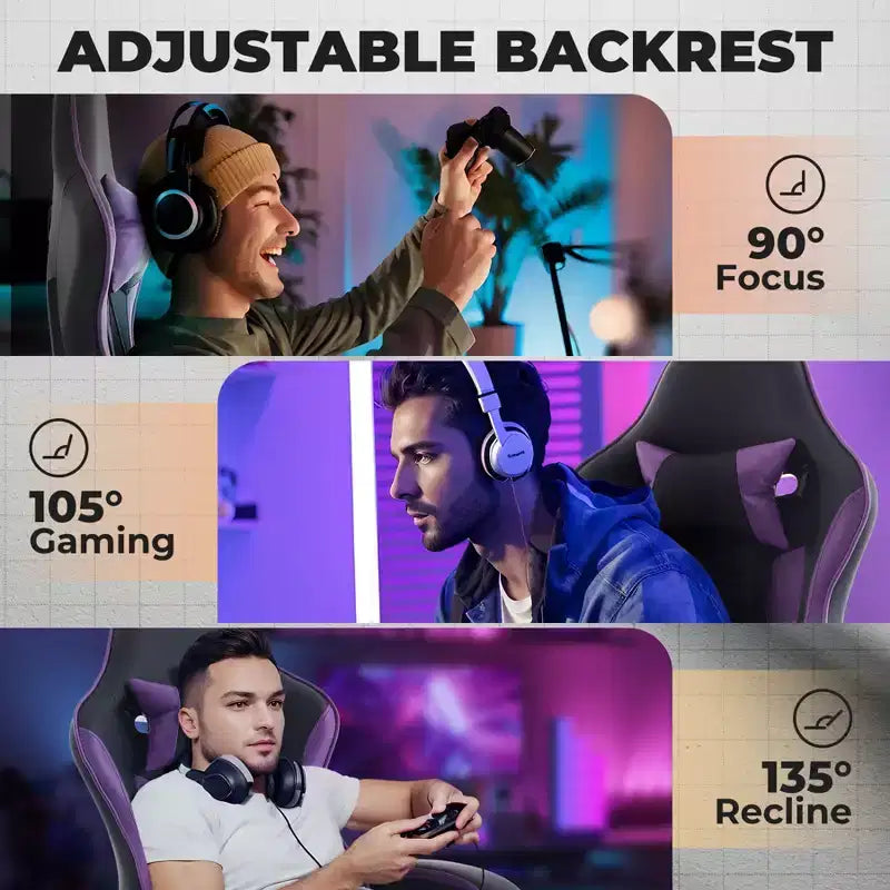 Gaming Chair, Ergonomic Computer Chair with Footrest and Massage Lumbar Support, Height Adjustable Swivel Video Game Chair