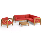 Christopher Knight Home Daniel, ensemble de 5 meubles d'extérieur modulaires en bois d'acacia avec coussins résistants à l'eau