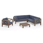 Christopher Knight Home Daniel, ensemble de 5 meubles d'extérieur modulaires en bois d'acacia avec coussins résistants à l'eau