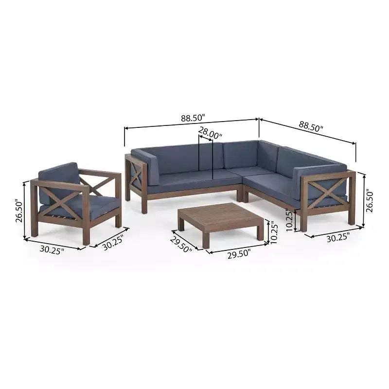 Christopher Knight Home Daniel, ensemble de 5 meubles d'extérieur modulaires en bois d'acacia avec coussins résistants à l'eau