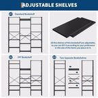 GustoWave 5 Tier Bookcases, Triple Wide Industrial Bookshelf, Steel Bookshelf, Display Storage Bookshelves