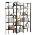 GustoWave 5 Tier Bookcases, Triple Wide Industrial Bookshelf, Steel Bookshelf, Display Storage Bookshelves