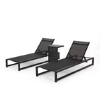 Christopher Knight Home Cherry Outdoor Adjustable Aluminum Chaise Lounge Set with C-Shaped Table