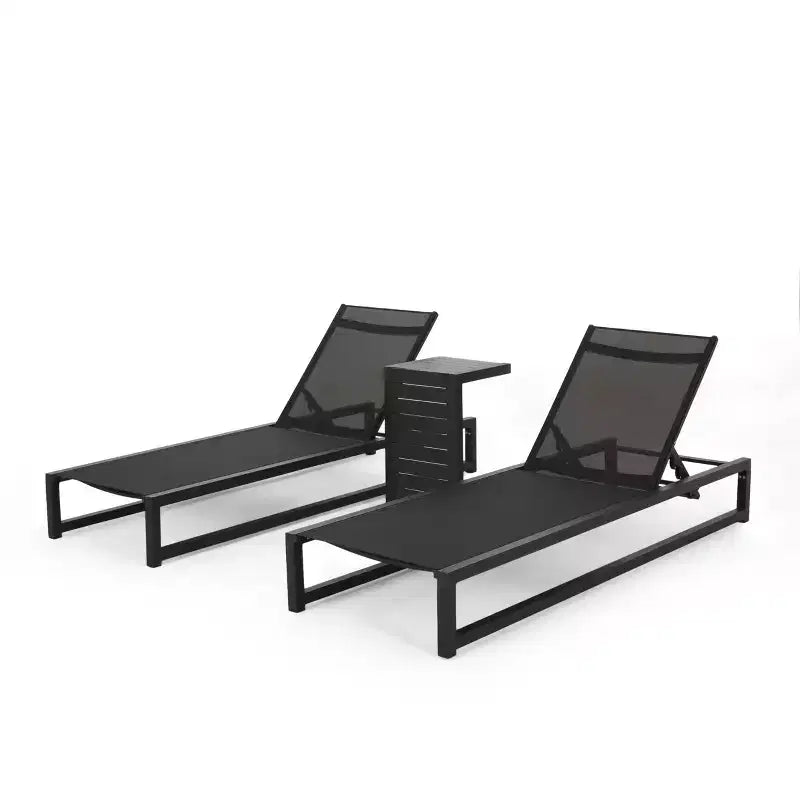 Christopher Knight Home Cherry Outdoor Adjustable Aluminum Chaise Lounge Set with C-Shaped Table