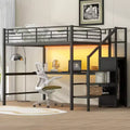 Merax Full Size Metal Loft Bed with Integrated Desk, Storage Staircase & Wardrobe