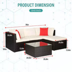 BestMassage 5 Pieces Rattan Patio Furniture Sets Patio Sectional Sofa Set Outdoor Conversation Sofa Set, Khaki