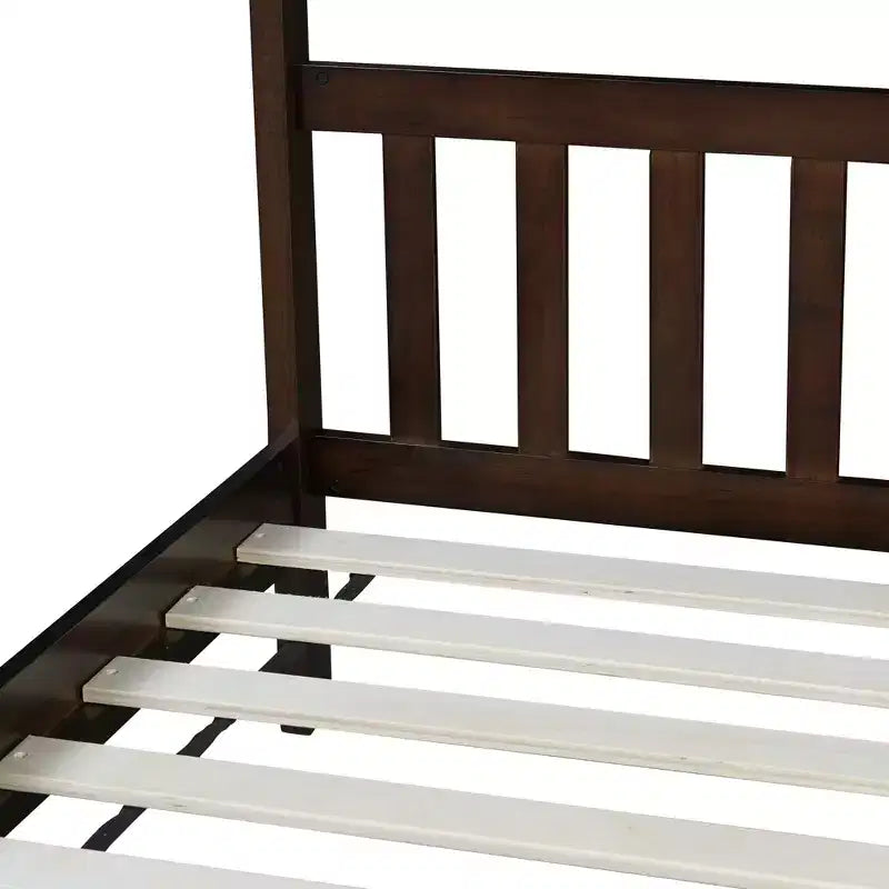 MAYEERTY Twin Rubber Wood Bed with House Frame Brown